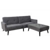 Εικόνα της Γωνιακός καναπές-κρεβάτι με σκαμπό Dream pakoworld γκρι-ασημί βελούδο 209x87-195x80εκ