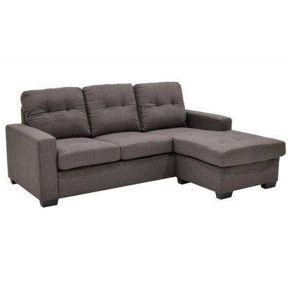 Εικόνα της Γωνιακός καναπές Betty pakoworld αναστρέψιμος υφασμάτινος χρώμα καφέ 200x160x90εκ